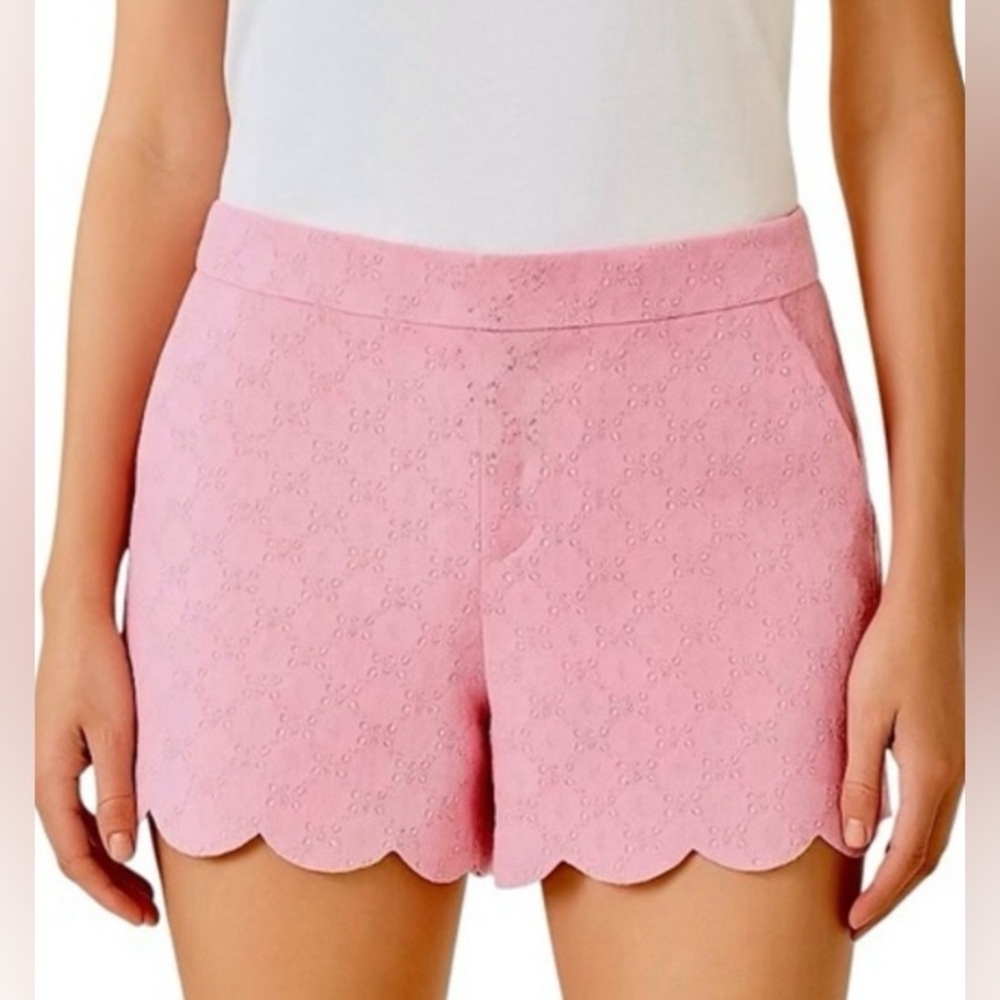 Lilly Pulitzer Pink Eyelet Scallop Hem Shorts